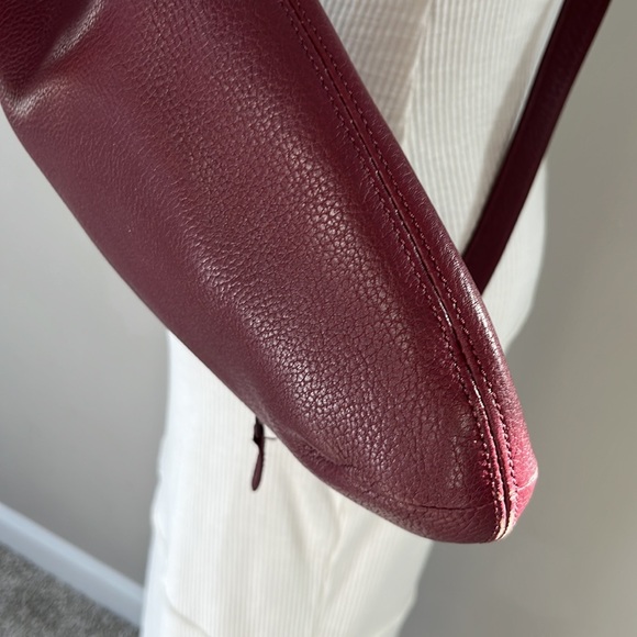 Gres Paris shoulder bag crossbody maroon burgundy pebbled leather - Picture 9 of 17